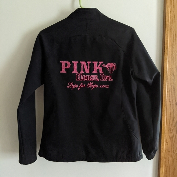 Lope For Hope Pink Horse Co Breast Cancer Horse Hard-shell Black Jacket Womens M - Picture 5 of 10